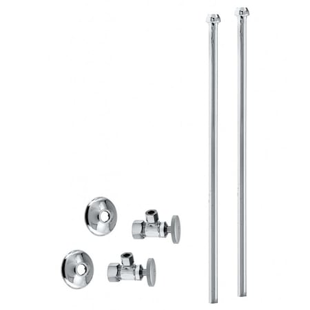 Westbrass Faucet Kit, 5/8" OD x 3/8" OD x 20" Bullnose in Polished Chrome D105KBN-26